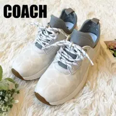 美品✨COACH シグネチャー 厚底 スニーカー 希少サイズ 22.5cm 白