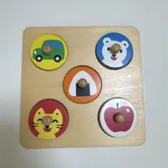 木製動物・車・果物・食べ物パズル 6ピース