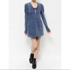 美品✨EATME BIGカラーデニムワンピース　ミニ　イートミー