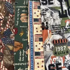 4Q オールドアメリカンな図柄　パッチワーク用ハギレセット