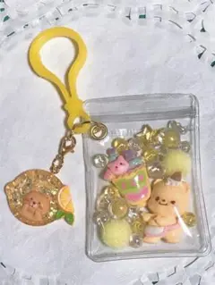 キャンディーバッグキーホルダー くま 黄色系