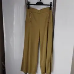 マスタード色 ガウチョパンツ ボタン付き