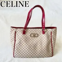 CELINE セリーヌ ハンドバッグ 白マカダム ベージュ×レッド ヴィンテージ