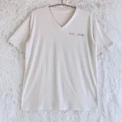 白Vネック半袖Tシャツ ホワイト ポリエステル65%