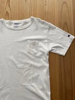 Champion T1011 ホワイト Tシャツ ポケット付き