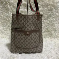 高級 GUCCI グッチ トートバッグ シェリーライン GG柄 PVC
