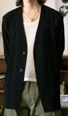 Homme plisse issey miyakeノーカラージャケット　サイズ2