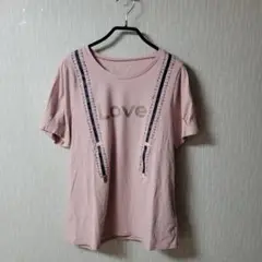アンドラブ、ピンク Loveプリント 半袖Tシャツ　新品、タグ付き