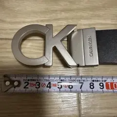 Calvin Klein ブラックレザー ベルト　バックル　ロゴ