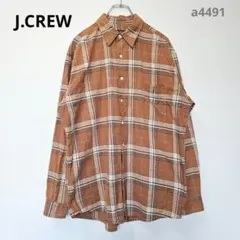 ジェイクルー　チェックシャツ　M　長袖　茶色　　メンズ　ゆったり　オーバーサイズ