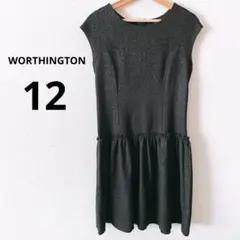 WORTHINGTON ノースリーブミニワンピース ブラック 柄