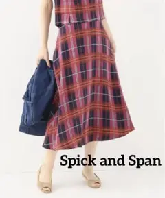 【美品】Spick & Span チェック Aライン フレアスカート