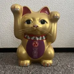 宝くじ 水晶院 えんぎ屋 金持神社 金色 招き猫 貯金箱 八角台座 開運 両手