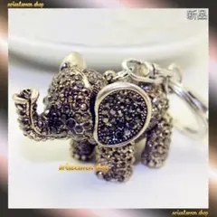 訳あり新品★1点★立体★ゾウさん(墨色)★開運 ★キーホルダー★バッグチャーム