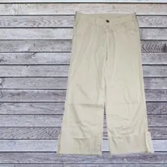 レディースパンツ 裾ボタン付き カジュアルパンツ チノパン M ホワイト