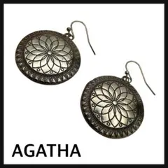 【美品】 AGATHA アガタ 大ぶりピアス エスニック調 フラワー シルバー