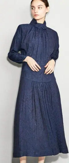 TOGA PULLA/アセテートレーヨンジャガードドレス/長袖ワンピース/36