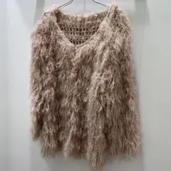 未使用 古着屋購入 ピンクファーカーディガン