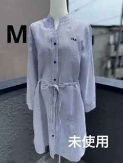 【FILA】ストライプ 長袖 シャツワンピース
