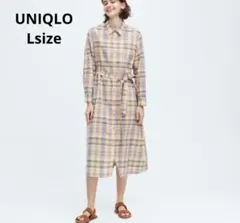 UNIQLO ユニクロ【L】　イネス リネンコットンベルテッドワンピース