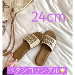 韓国　サンダル　スリッパ　ローヒール　ペタンコ　ロゴ　カジュアル　オープントゥ