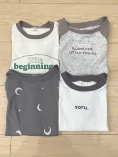 ベビーTシャツ4枚セット　90センチ　淡色系　ブラウン　グレー