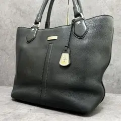 美品　COLE HAAN コールハーン　トートバッグ　シボ革　黒　メタルロゴ