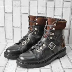 GUCCI グッチ レースアップ ブーツ レザー ブラウン US7