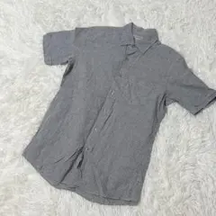 【c5794】✨美品✨UNIQLO シャツ　麻混　半袖　グレー