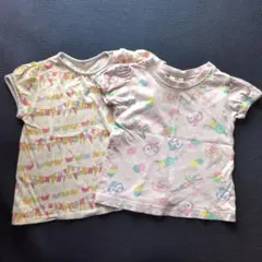 ミッフィーアンパンマン女の子半袖Tシャツ2枚セット90cm２枚組