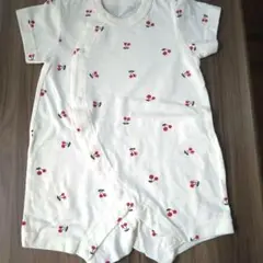 チェリー柄ロンパース 50〜60cm 綿100%