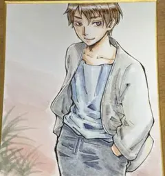 手描きオリジナルイラスト　アナログ　色紙　水彩