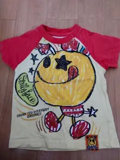 スミリー顔 Tシャツ 90cm 赤黄