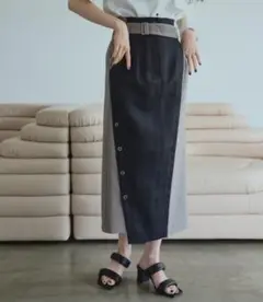 【着用回数0回】レイヤードカラータイトスカート
