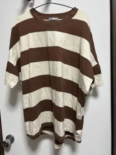 java Tシャツ　半袖　ボーダー　ブラウン