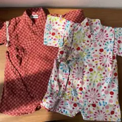 【SALE】女の子甚平　キッズ服　2枚セット　90㌢