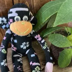 ハンドメイド　ソックモンキー　マグネット　キーホルダー