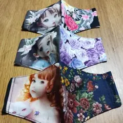 ★送料込★ドール可愛い女の子絵柄マスク大人サイズ用　3枚セット★ ⑥