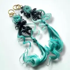 【現品限り】お花リボンハートアレンジ　ツイン　ポニーテールリング　リングエクステ