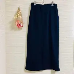 【リブインコンフォート】ボトムス タイトスカート ロング丈 上品 ネイビー S