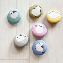 シマエナガの布製ボタン6個セット
