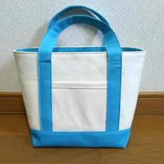 三角マチのミニトートバッグ　水色　ハンドメイド