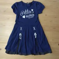 pom ponette ネイビー 半袖ワンピース