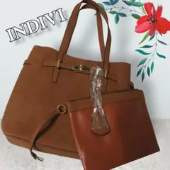 アキ様専用✨INDIVI スエードバッグ ゴールド金具 クラッチセット 中レザー