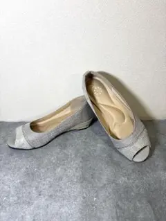 シルバーオープントゥウエッジソールパンプス24cm ✴︎良品✴︎