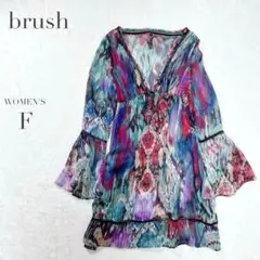 シアーワンピース✨エスニック柄 フレア袖 シフォン 変形 チュニック 派手 奇抜