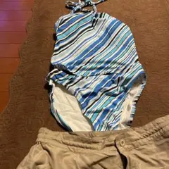 青白ストライプ水着