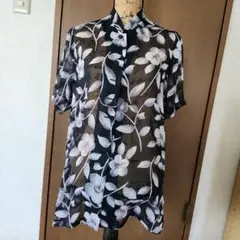 【値下げ】花柄薄手ロングシャツトップス　上着
