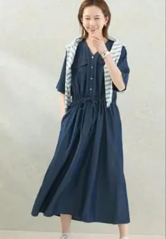限定価格！新品　アーバンリサーチロッソ　Ｖネックデニムワンピース　インディゴ