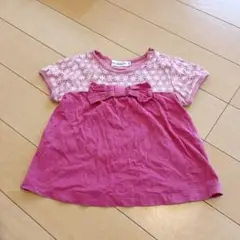 BeBe ピンクリボン付き Tシャツ 90cm